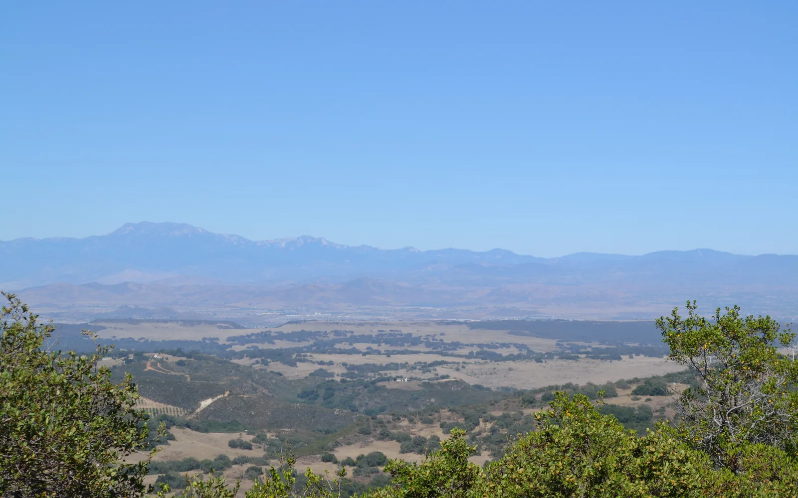 Landscape view of Temecula Valley and San Jacinto Mountains showing the Inland Empire region of Southern California
