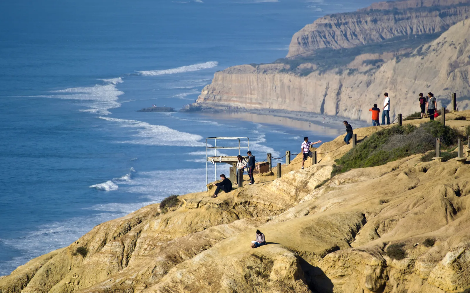 Scenic coastal cliffs at Torrey Pines State Natural Reserve overlooking the Pacific Ocean, representing Southern California outdoor recreation opportunities
